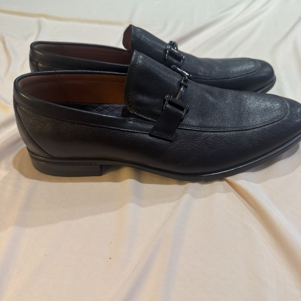 Florsheim Zaffiro Black Leather Mens Moc Toe Bit Loafers Size 8.5 W View 5